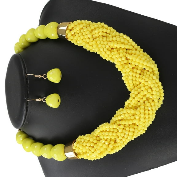 Layer Beaded Jewelry Set Safe Plastic Necklace and Earrings Accessory for Casual Outings Travel