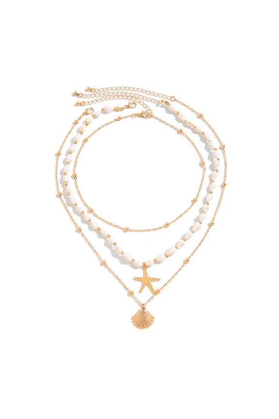 Layer Conch Shell Pendant Necklace Set with Adjustable Chain Bohemian Beach Jewelry for Trendy Women Wear