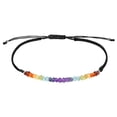 thumbnail image 1 of Layer Me Rainbow Genuine Stones Sterling Silver on Adjustable Black Bracelet, 1 of 5