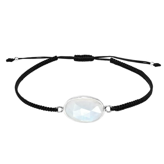 Layer Me White Labradorite Stone Sterling Silver on Adjustable Bracelet