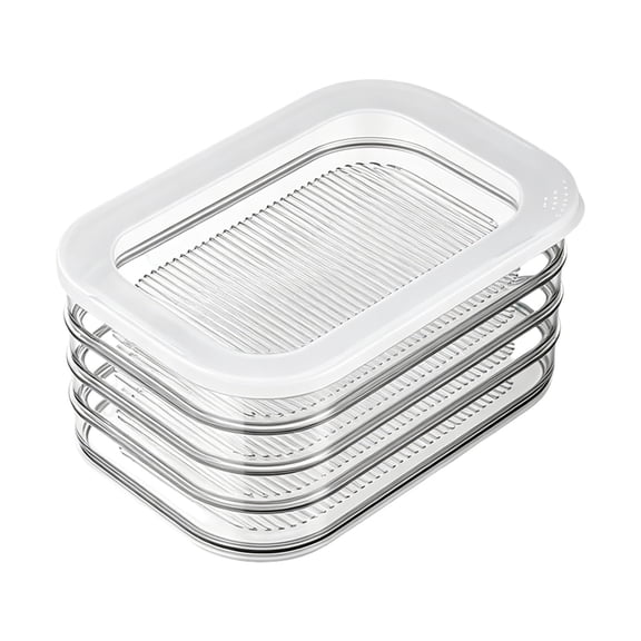 Layer Stackable Food Storage with Lid, Meat Ham and Cheese Container for Fridge, Stackable Container for Meal Prep, Fridge Organization Pantry Storage