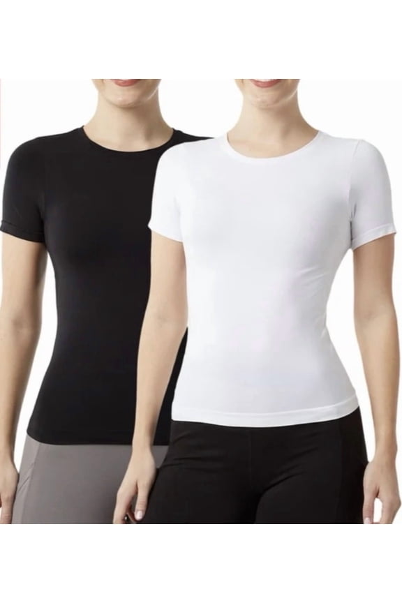 Layer Zero by 32 Degrees 2pk Women's Seamless Nylon Black & White T-Shirt XL