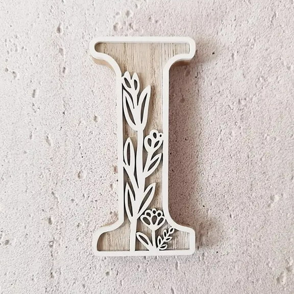 Layered 4.92 Inch Large Wooden Letters - 28 Letter for Wall Decorations Flowered Paintable Wooden Boho Home Decor Wedding, Birthday Party Decorations(I)