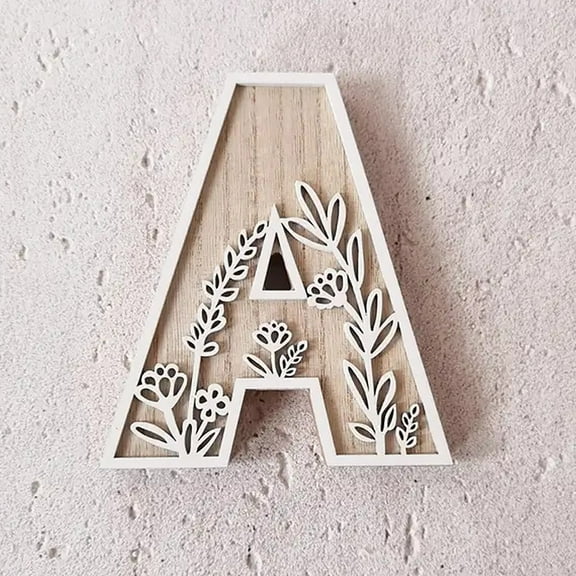 Layered 4.92 Inch Large Wooden Letters for Wall Decor, 26 Letter Wall Decor,Flowered Paintable Wooden for Crafts Birthday Bohosign Wedding Home Decoration Gifts(A)