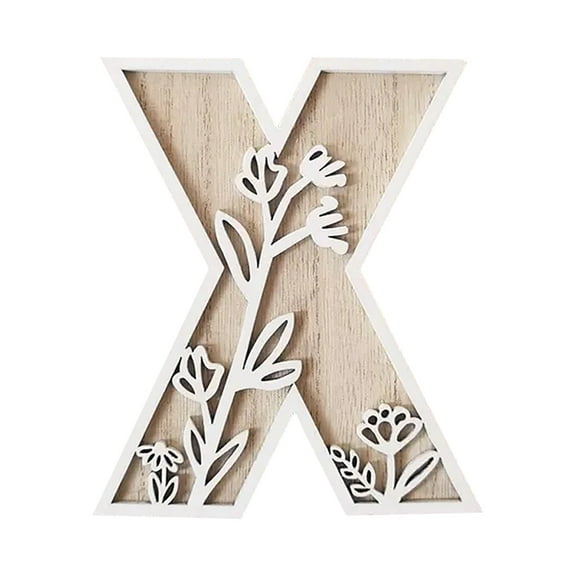 Layered 5 Inch Wooden Letters for Wall Decor, Flowered Paintable Wooden Nursery Letters, Crafts Wood Alphabet for Birthday, Nursery Name Sign,for Parties, Wedding, Christmas Home Decoration(Letter X)