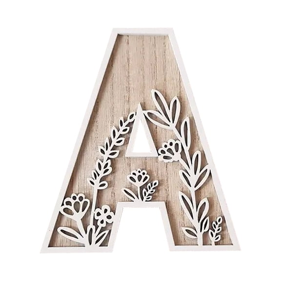 Layered 6 Inch Large Wooden Letters for Wall Decor, Flowered Paintable Wooden Nursery Letters for Crafts Wood Alphabet Letter A-Z for Birthday Boho Nursery Name Sign Wedding Home Decoration