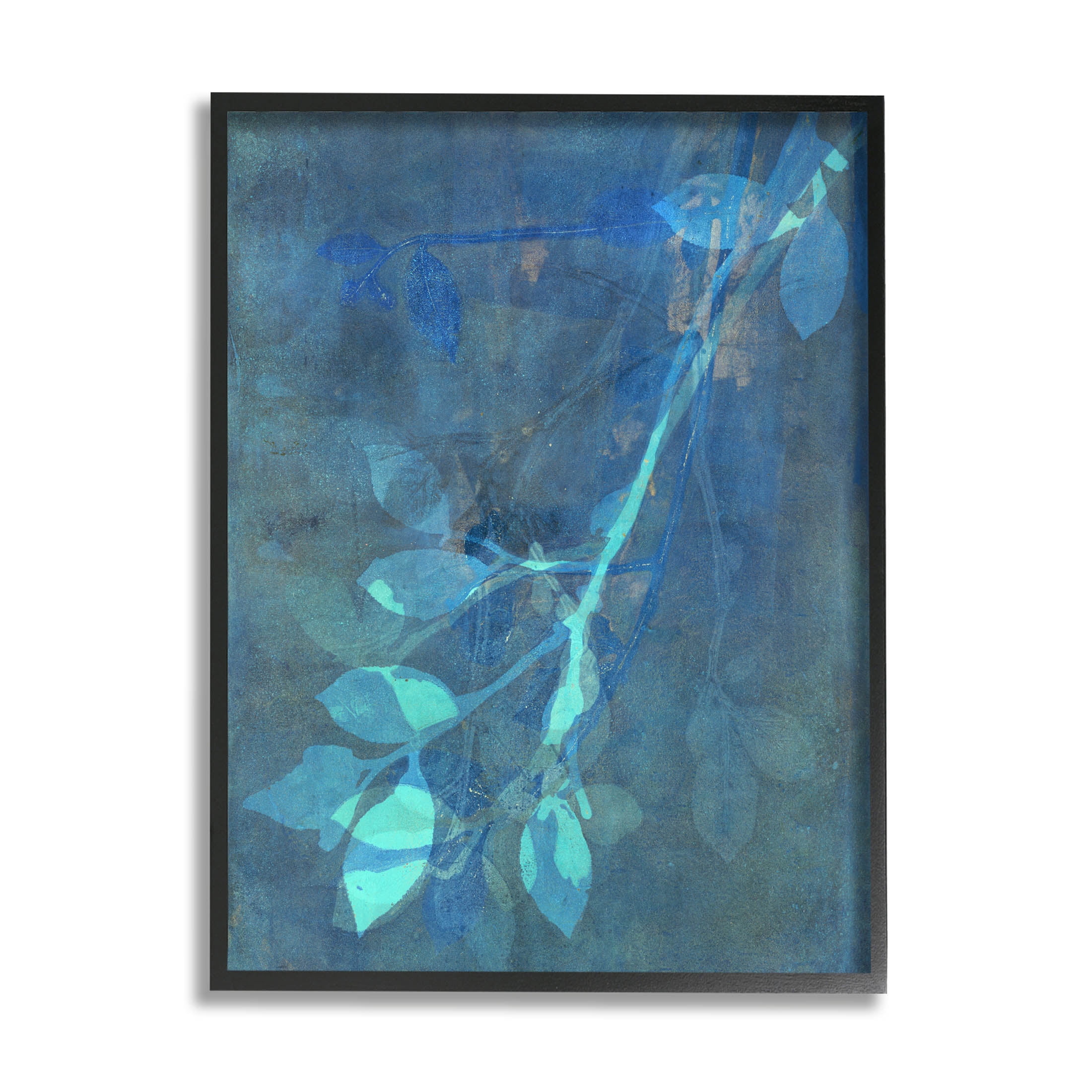 Layered Abstract Botanical Leaves Botanical & Floral Graphic Art Black Framed Art Print Wall Art