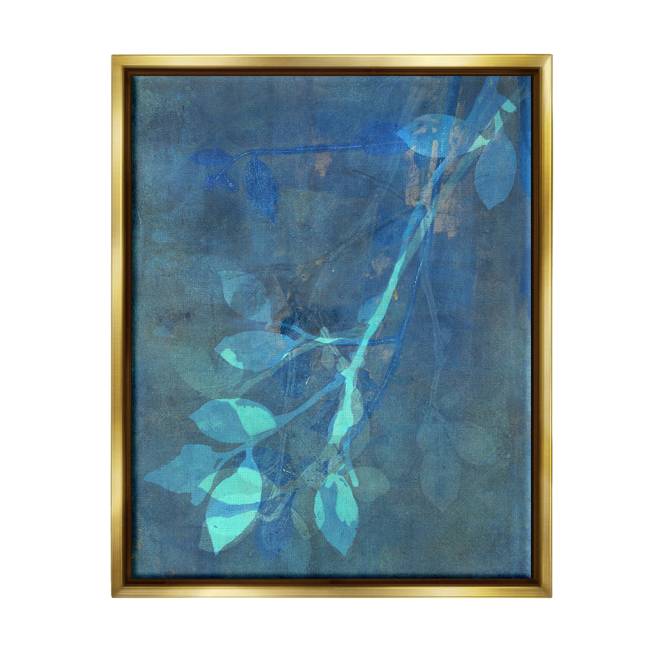 Layered Abstract Botanical Leaves Botanical & Floral Graphic Art Metallic Gold Framed Art Print Wall Art