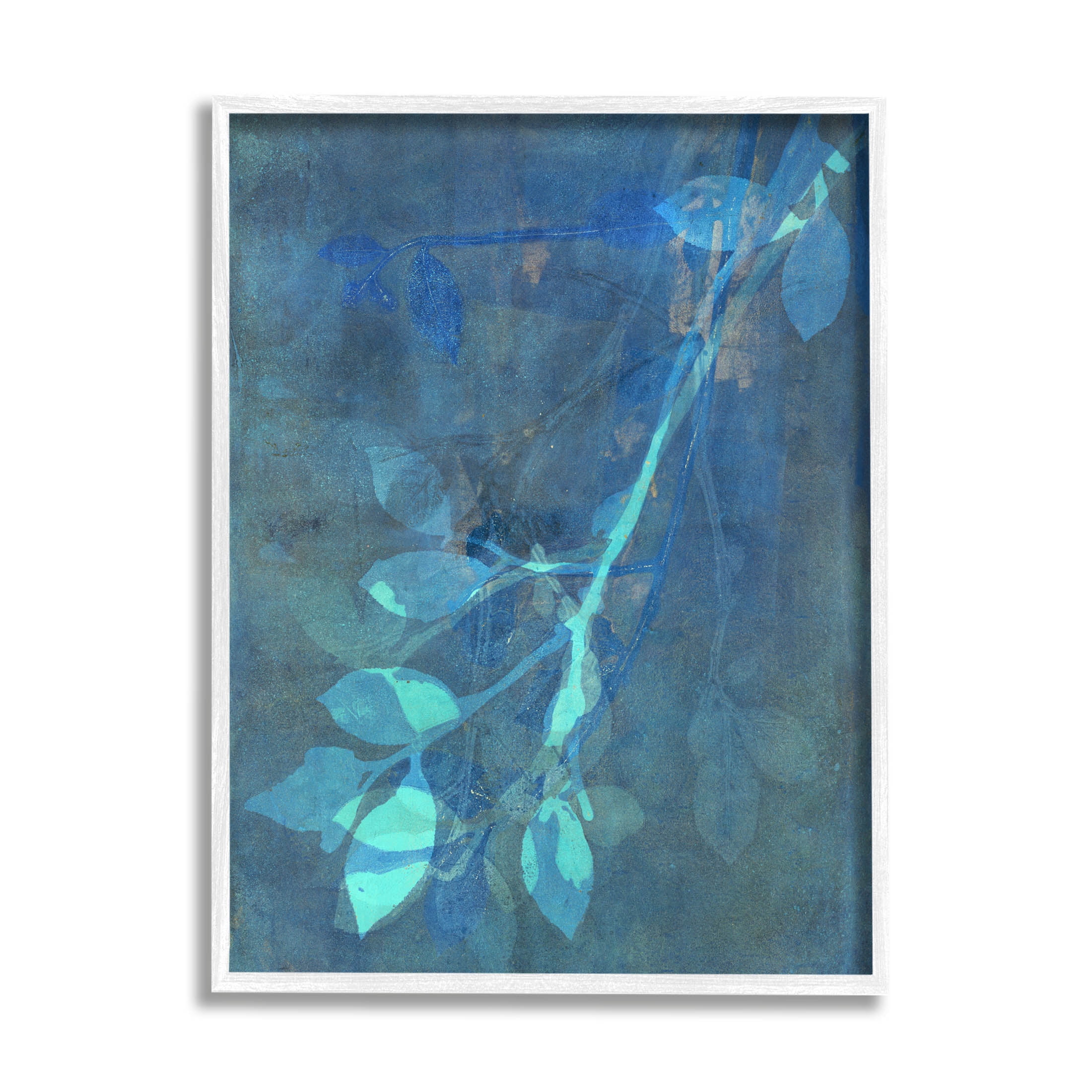 Layered Abstract Botanical Leaves Botanical & Floral Graphic Art White Framed Art Print Wall Art