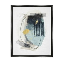 Layered Abstract Circle Shapes Abstract Graphic Art Jet Black Framed Art Print Wall Art