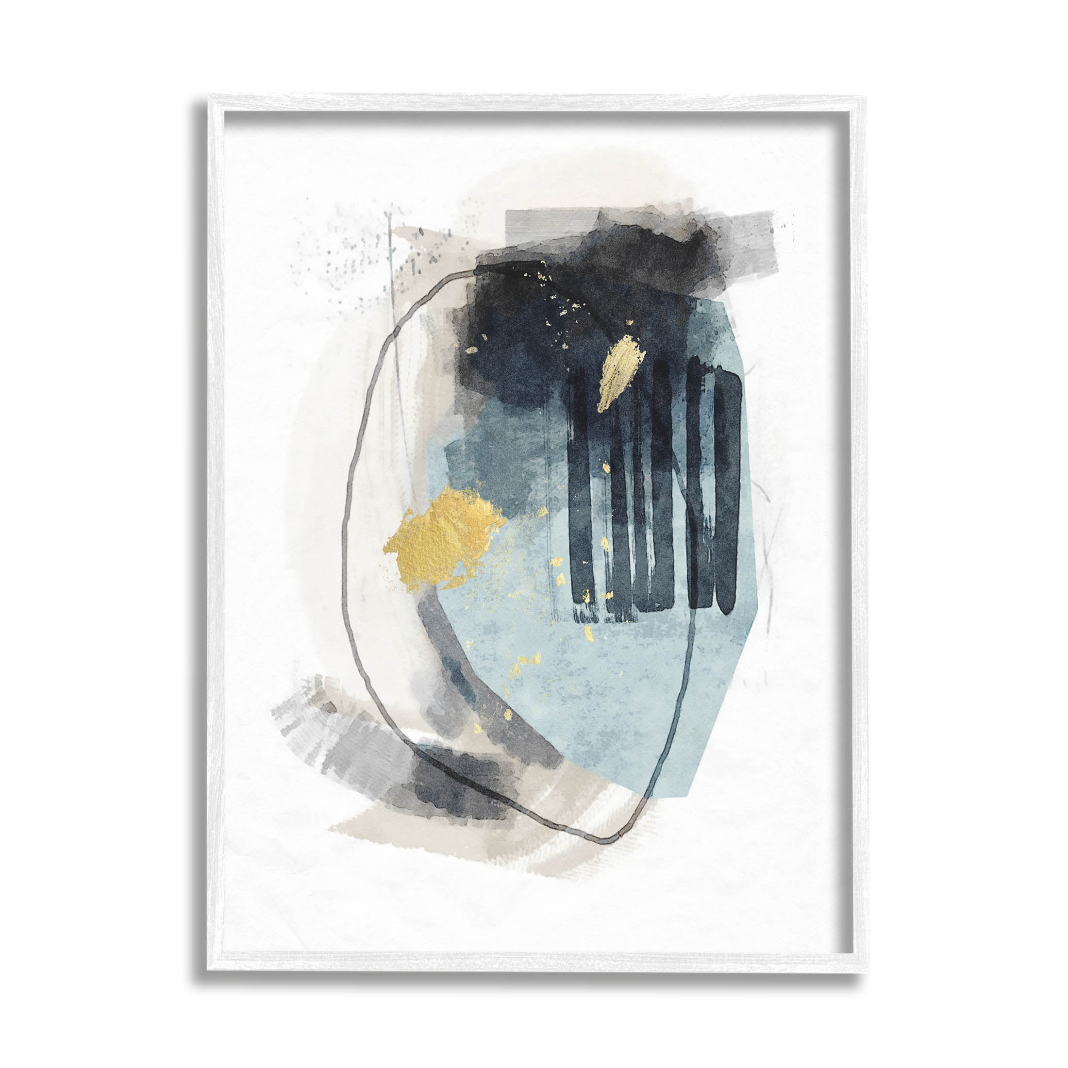 Layered Abstract Circle Shapes Abstract Graphic Art White Framed Art Print Wall Art