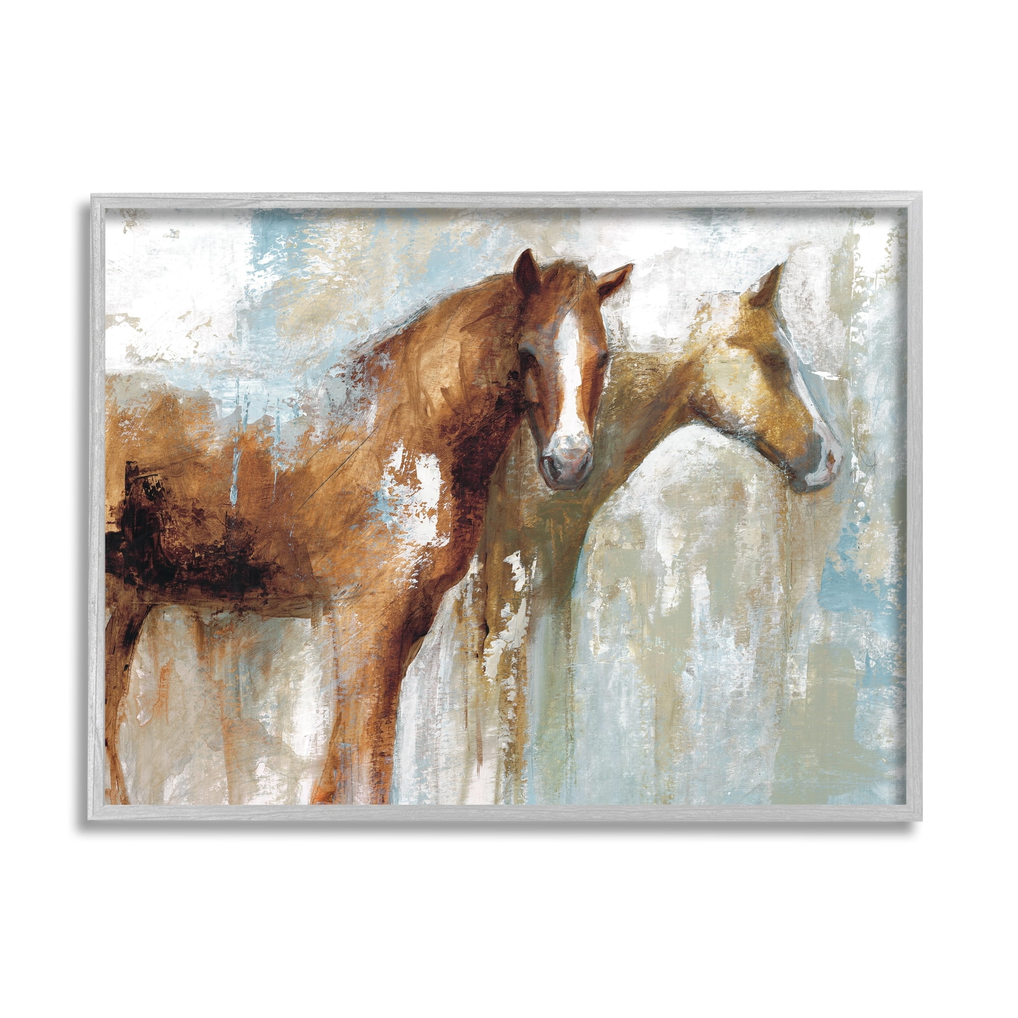 Layered Abstract Horses Foals Farm Animal Painting Animals & Insects Painting Framed Art Print Wall Art