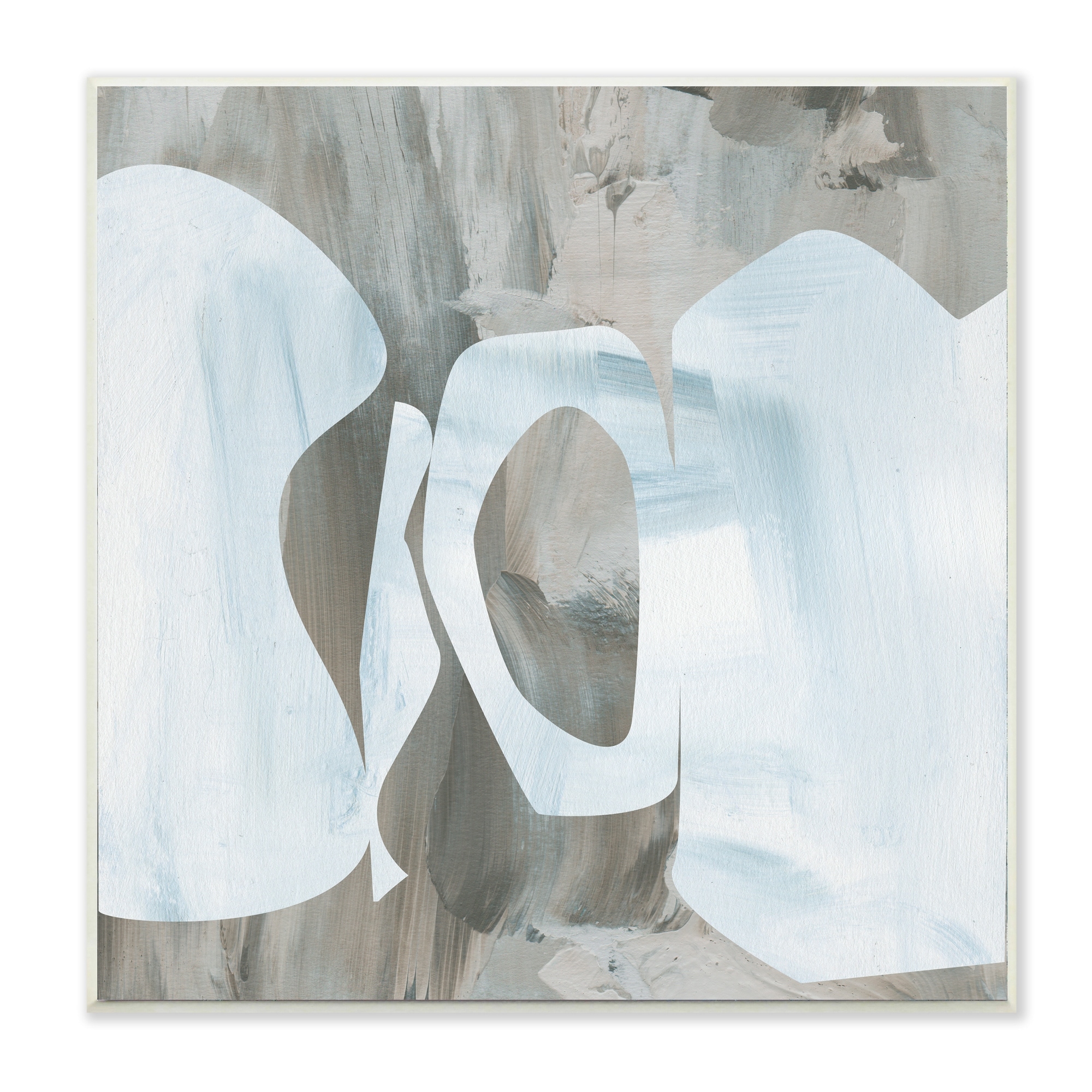Stupell Industries Layered Abstract Shapes Grey Blue Brushstrokes,12 x 12,Designed by Melissa Wang