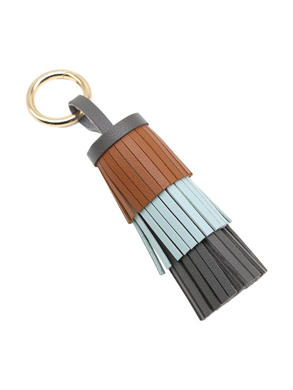 Layered Accessory with Metal Loop Tab, Faux Leather Charm for Purse Backpack Zipper Handle Decoration Accent
