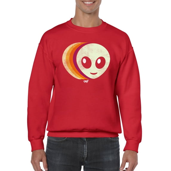 Layered Alien Emoji Vibes - Retro Galactic Graphic Men's Sweatshirt