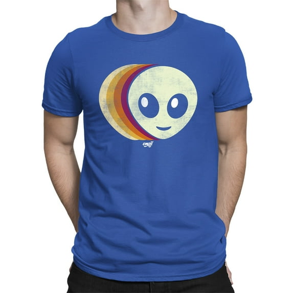 Layered Alien Emoji Vibes - Retro Galactic Graphic Men's T-shirt