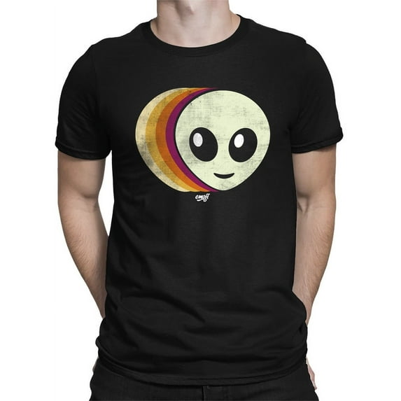 Layered Alien Emoji Vibes - Retro Galactic Graphic Men's T-shirt