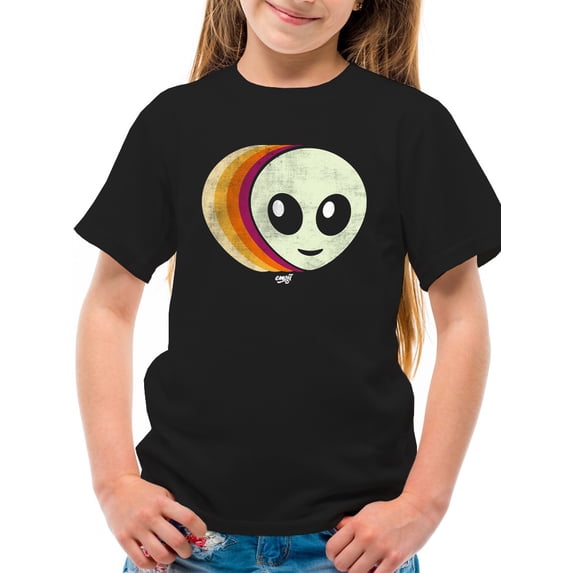 Layered Alien Emoji Vibes - Retro Galactic Graphic Youth's T-shirt