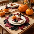 thumbnail image 1 of Layered Artificial Maple Leaf Round Placemat, 14.91 in Multicolor Fall Harvest Table Mat, Plastic Autumn Tabletop Decor for Thanksgiving Halloween Dinner Party Setting, 1 of 6