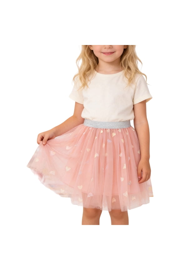 Layered Ballet Tulle Rainbow Tutu Skirt Kids Girls Dance Heart Sequin Skirt Ballet Skirts Party Summer Skirts 2-3 Years