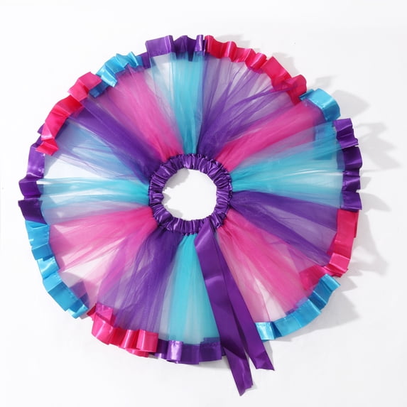 Layered Ballet Tulle Rainbow Tutu Skirt for Little Girls Dress Up Hot Pink