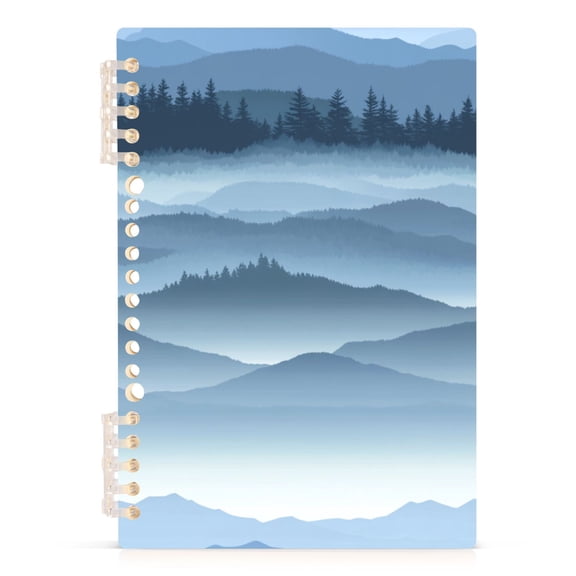 Layered Blue Mountain Landscape A5 8.3x5.7in PP Notebook, Adjustable Rings, 60 Sheets, Diary or Journey Note