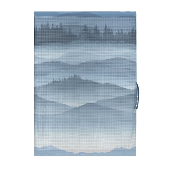 Layered Blue Mountain Landscape Door Curtain 25x40in Privacy Mesh with UV Protection Tie Back Rod Pockets
