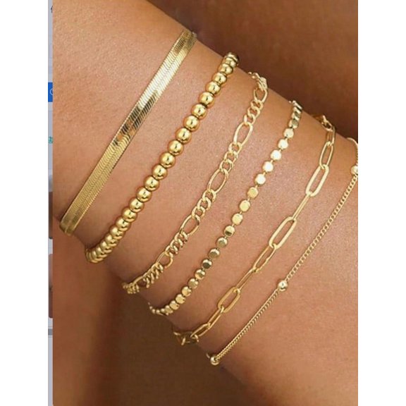 Layered Boho Bracelet Set | Gold-Tone Multi-Texture Chains