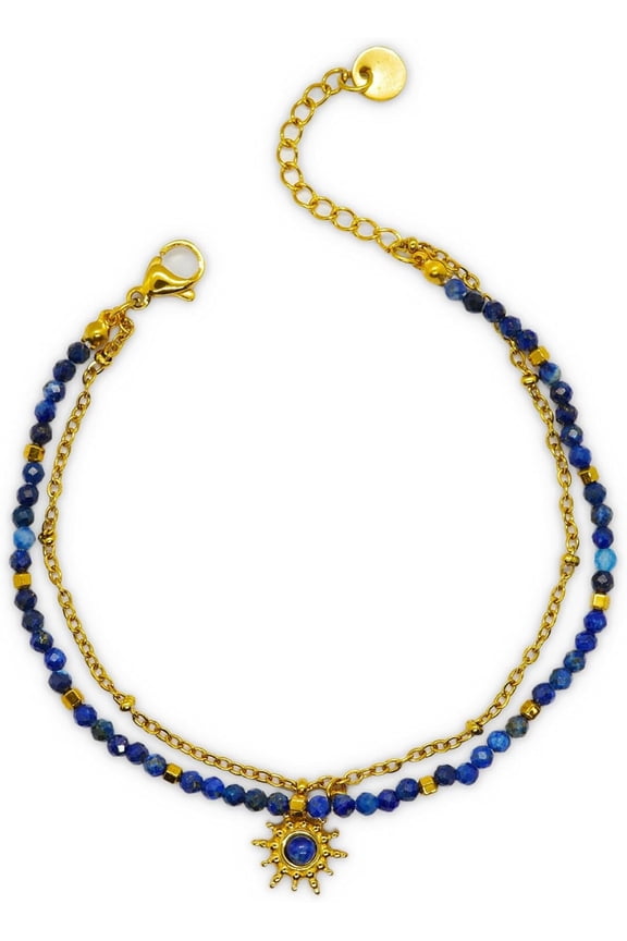 Layered Bracelet Gold Plated Charm Malachite Stones Bead Chain Handmade Jewelry Natural Stone Waterproof Adjustable Stack Summer Beach Bracelets