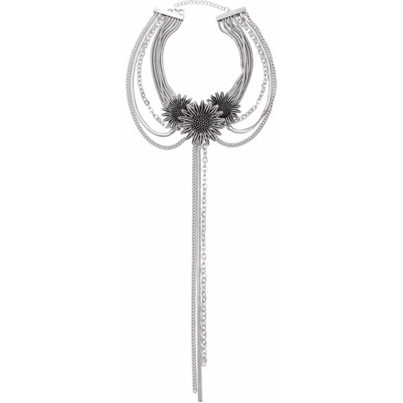 Layered Chain Daisy Collar Necklaces for Women Vintage Flower Pendant Link Snake Chains Tassel Drop Choker Necklace Adjustable Retro Punk Halloween Y2K Party Accessories Jewelry