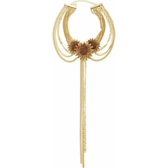 Layered Chain Daisy Collar Necklaces for Women Vintage Flower Pendant Link Snake Chains Tassel Drop Choker Necklace Adjustable Retro Punk Halloween Y2K Party Accessories Jewelry