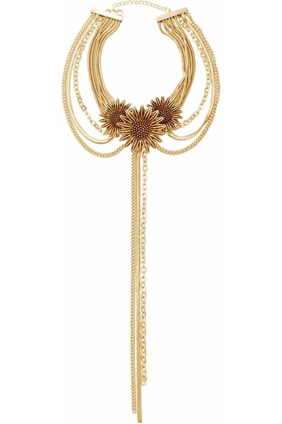 Layered Chain Daisy Collar Necklaces for Women Vintage Flower Pendant Link Snake Chains Tassel Drop Choker Necklace Adjustable Retro Punk Halloween Y2K Party Accessories Jewelry