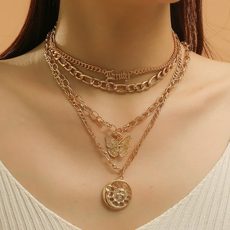 Layered necklace 14k gold outlet