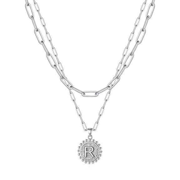 Turandoss 14K Gold Plated Layering Initial Pendant Y-Necklaces for Women Adjustable Paperclip Link Coin Jewelry Birthday Back to School Gifts for Women Teen Girls Gifts