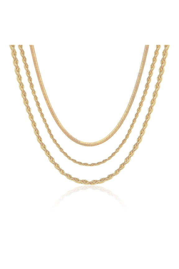Layered Choker Necklaces for Women 14K Gold Plated Twisted Rope Chain Chunky Stack Jewelry Birthday Teacher Appreciation Mothers Day Graduation Gifts for Her Mom Kids Teen Girls Wife Ideas