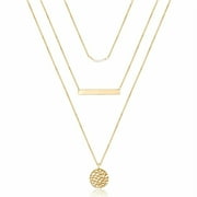 TURANDOSS Dainty 14K Gold Plated Layering Pearls Necklace Stack for Women Multilayer Bar Disc Pendant Choker Simple Jewelry Trendy Personalized Christmas Birthday Gifts for Her Women Stocking Stuffer