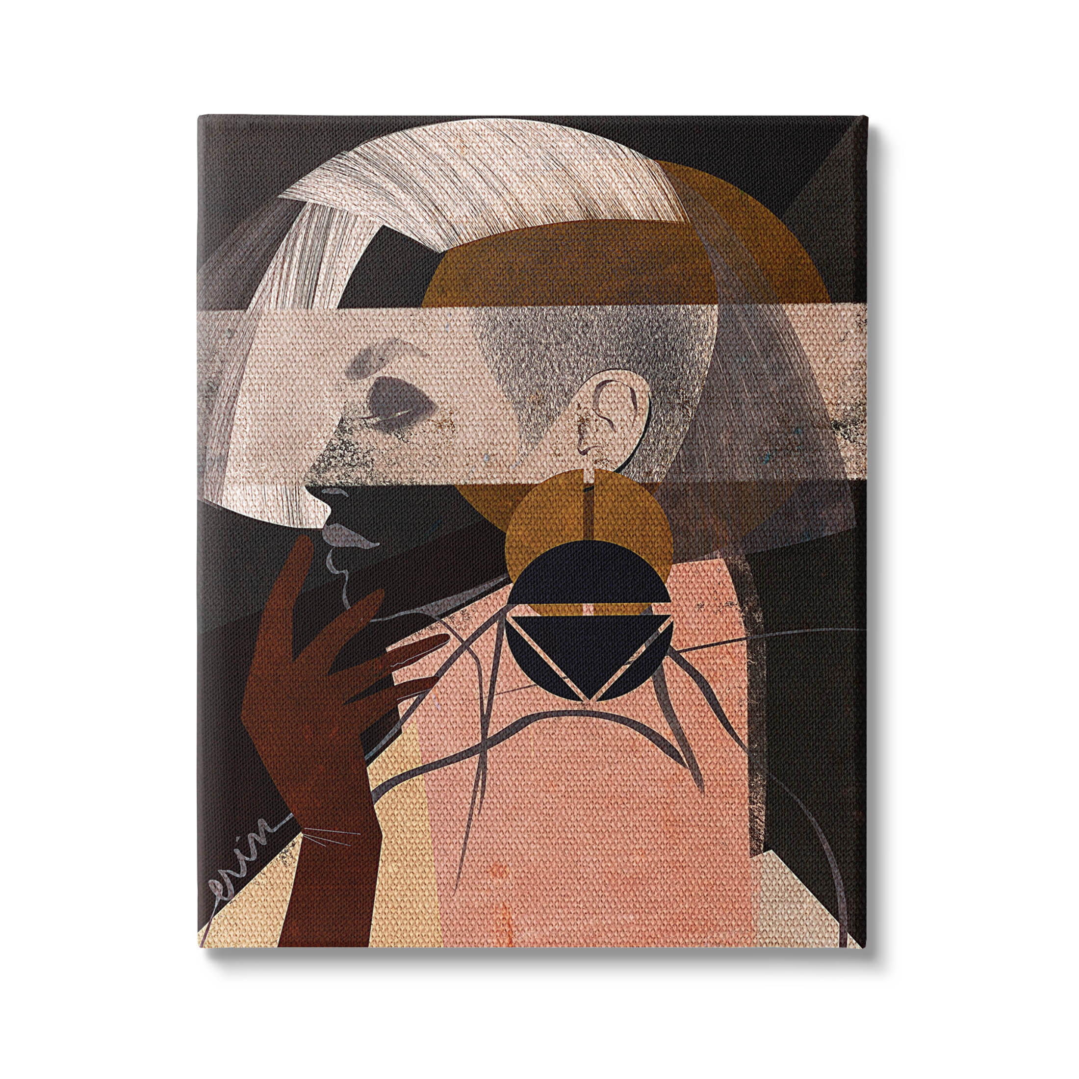 Layered Collage Woman Portrait Abstract Graphic Art Gallery Wrapped Canvas Print Wall Art