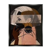 Layered Collage Woman Portrait Abstract Graphic Art Jet Black Framed Art Print Wall Art