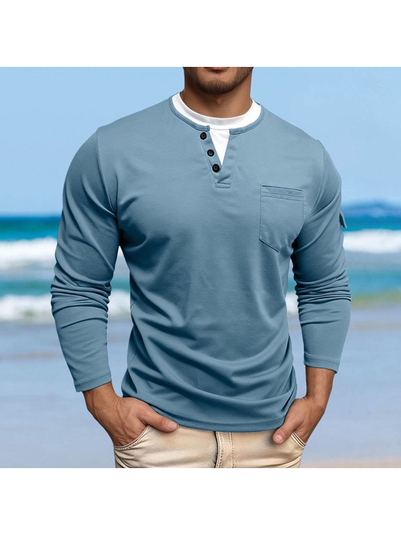 Layered Collar Long Sleeve T Shirt Fashion Casual Thermal Undershirt Comfortable Stretch Fit Basic Top