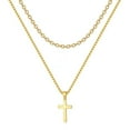 thumbnail image 1 of Layered Cross Necklace for Men 18K Gold Silver Black Cross Necklace Layered Rolo Chain Box Chain Cross Pendant Necklace for Men Women, 1 of 6