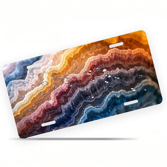 Layered Crystal Pattern Funny Personalized License Plate Rust-proof Stainless Steel Metal License Plate Suitable For Men And Women 12.2" x 6.2"