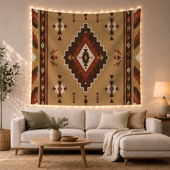 Layered Diamond Geometric With Stepped Jagged Edges Enclosing, Mystical Fantasy for Space Lovers, Galaxy Room Decor, Housewarming Gift, Tapestry Wall Hanging for Bedroom and Dorm