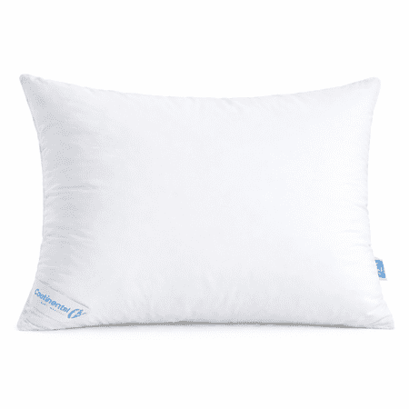 Layered (Sandwich-Style) Down and Feather Pillow – Medium Firm Support, Side Sleeper Design, 300 Thread Count Cotton Cover