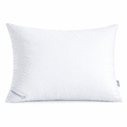 Layered Sandwich-Style Down and Feather Pillow   Medium Firm Support, Side Sleeper Design, 300 Thread Count Cotton Cover
