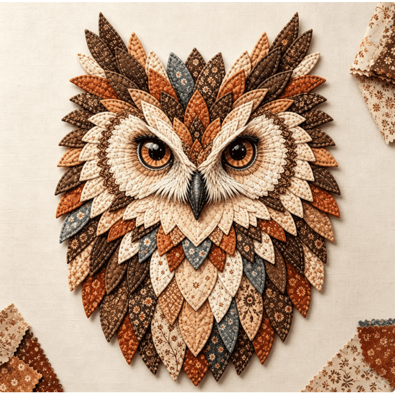 Layered Fabric Owl Wall Art DIY Kit, 3D Textile Owl Craft Kit, DIY Handicraft Supplies to Make Owl Wall Hanging Home Ornament (Autumn Woodland Owl)