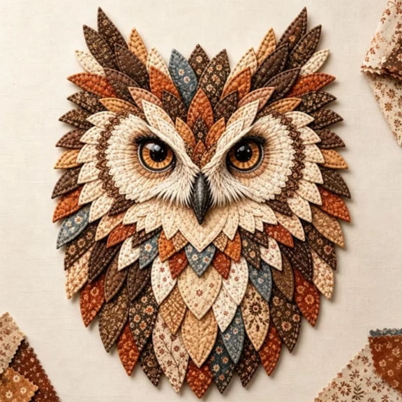 Layered Fabric Owl Wall Art DIY Kit (Autumn Woodland Owl) | 3D Textile Craft Project, Handmade Owl Decor for Creative Adults, Nature Lovers & Home Decoration