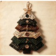 thumbnail image 1 of Layered Fabric Tree Ornament DIY Sewing Kit,DIY Quilted Christmas Tree Kit, Seasonal Patchwork Style, Handmade Craft With Buttons, Holiday Home Tabletop Decor, 1 of 6