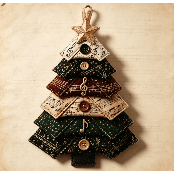 Layered Fabric Tree Ornament DIY Sewing Kit,DIY Quilted Christmas Tree Kit, Seasonal Patchwork Style, Handmade Craft With Buttons, Holiday Home Tabletop Decor