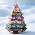 thumbnail image 1 of Layered Fabric Tree Ornament DIY Sewing Kit,DIY Quilted Christmas Tree Kit, Seasonal Patchwork Style, Handmade Craft With Buttons, Holiday Home Tabletop Decor, 1 of 6