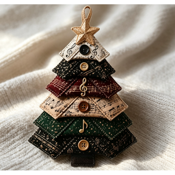 Layered Fabric Tree Ornament DIY Sewing Kit | DIY Quilted Tree Craft Project for Halloween Christmas Ocean Animal Flower Music Theme, Handmade Holiday Home Decoration for Beginners